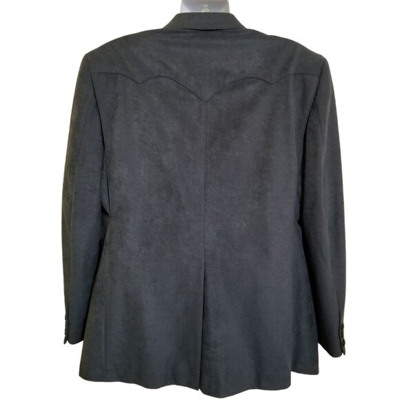 Circle S Dallas Texas Mens Blazer Sport Coat 48R Blue Micro Suede Two Button USA - Picture 4 of 15
